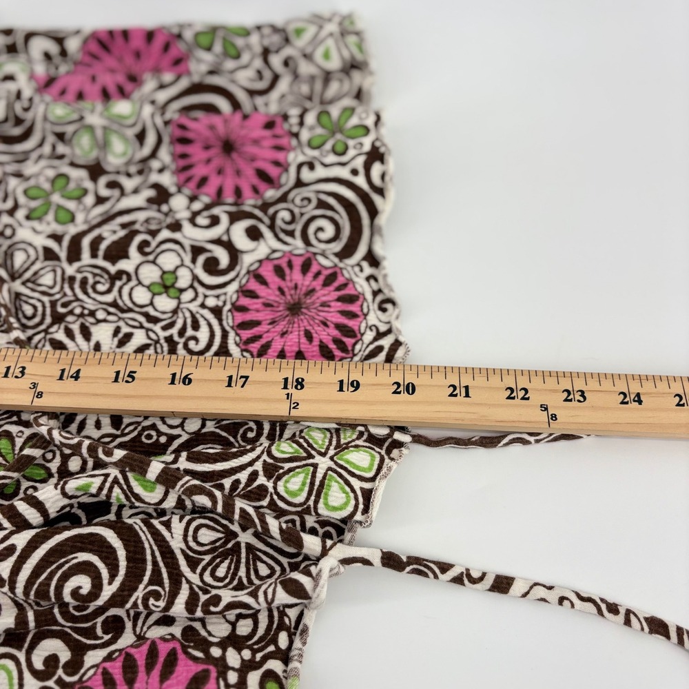 Bamboo Traders Women's XL Brown Pink Floral Tie Waist Peplum Blouse‎ Lizzie Y2K - Picture 6 of 7